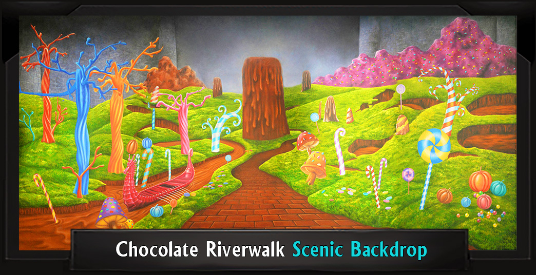 Chocolate Riverwalk Professional Scenic WILLY WONKA Backdrop