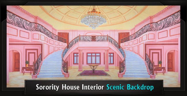 Sorority House Interior with Frame Sorority House Interior Professional Scenic Backdrop