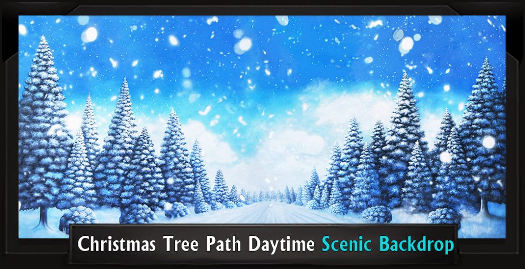 Christmas Tree Path Daytime Professional Scenic Holiday Backdrop