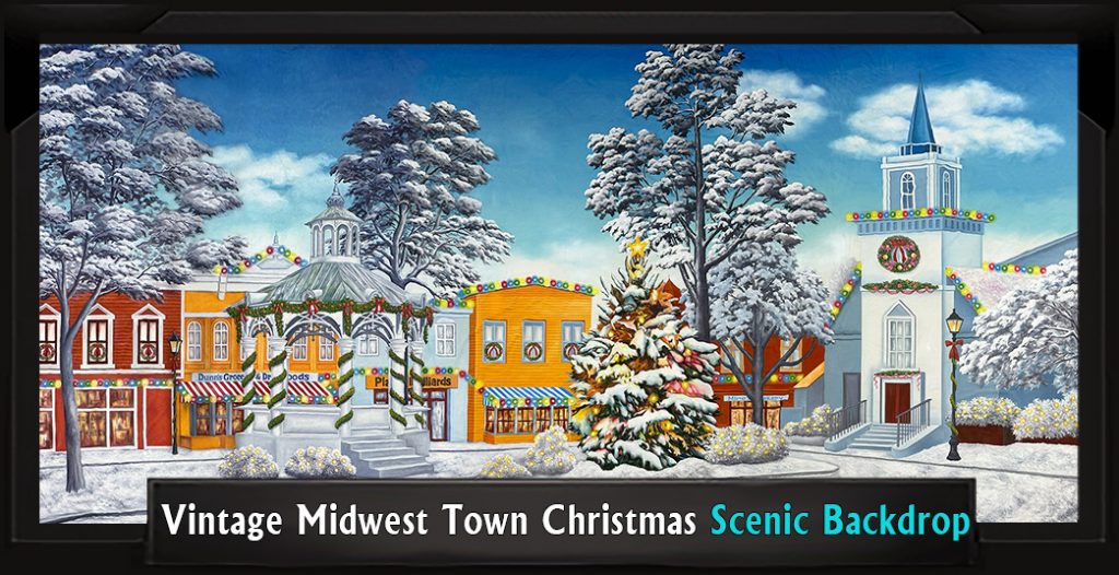 Vintage Midwest Town Professional Scenic Holiday Backdrop