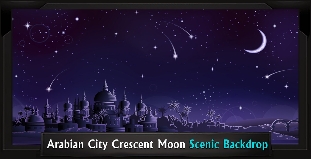 Arabian City Crescent Moon Professional Scenic Nativity Backdrop