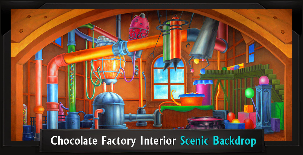 Chocolate Factory Interior Professional Scenic Backdrop