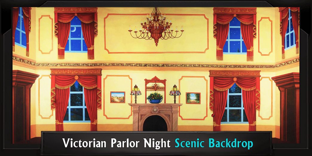 Victorian Parlor Night Professional Scenic Backdrop
