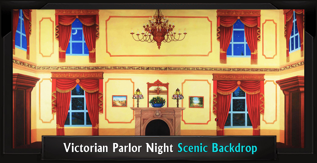 Victorian Parlor Night Professional Scenic Backdrop