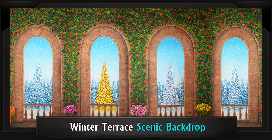 Winter Terrace Professional Scenic Nutcracker Backdrop