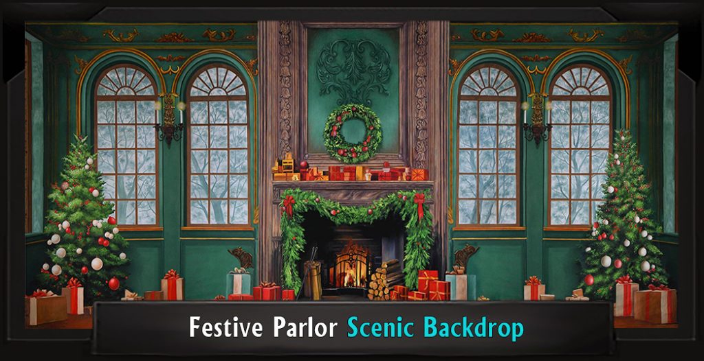 Professional Scenic Nutcracker Festive Parlor Backdrop Professional Scenic Nutcracker Festive Parlor Backdrop