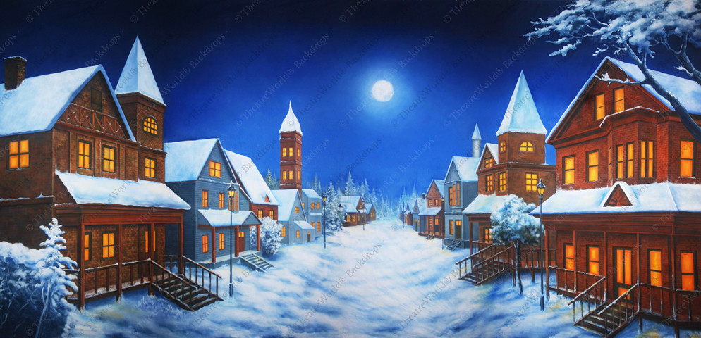 Nighttime Winter Village