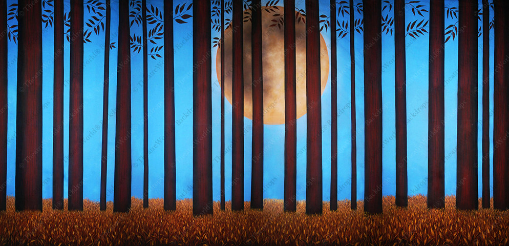 Stylized Woods With Harvest Moon