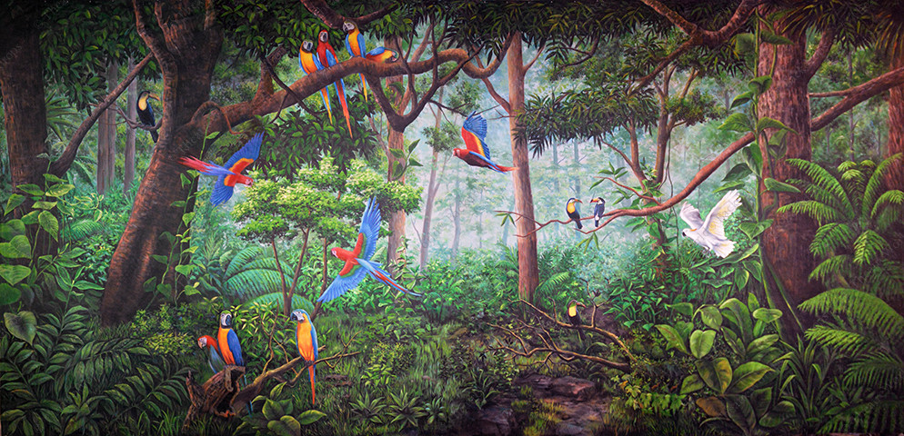 Tropical Forest With Birds